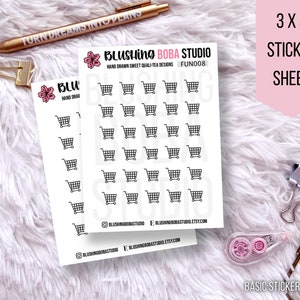 Shopping Cart Icon Functional Sticker Sheet | Shopping | Add to Cart | Planner Stickers | Minimalistic Planner | Bullet Journal Stickers