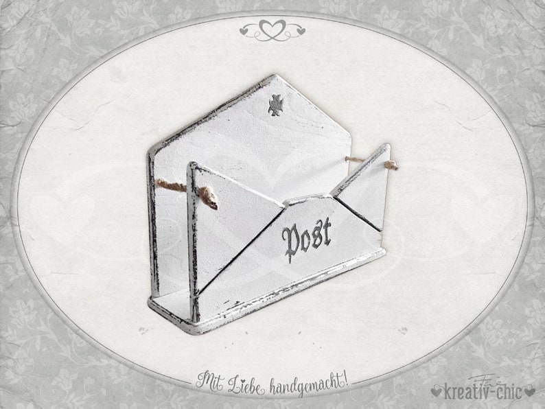 Briefhalter Post / Aufbewahrung Dokumente / Dokumenten-Ablage Holz / Holzbox shabby-chic / Notizzettelbox shabby-chic Bild 1