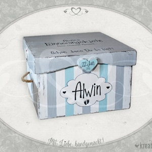 Memory box "nice that you are here!" / individualized box / birth gift / baby box / baby gift / wooden box shabby-chic