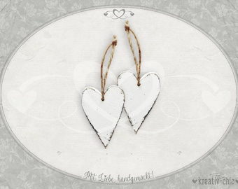 Pendant "Hearts" (set of 2) /Decorative hearts pendant/Wall decoration heart/Decorative heart shabby-chic/Wooden heart shabby-chic