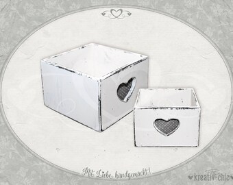 Holzbox "Vintage" (2 Größen) / Holzkiste shabby-chic / Holzdeko / Holzbox mit Herz