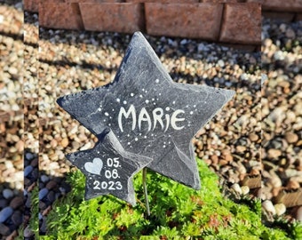 Star child loving grave marker for the cemetery slate grave decoration