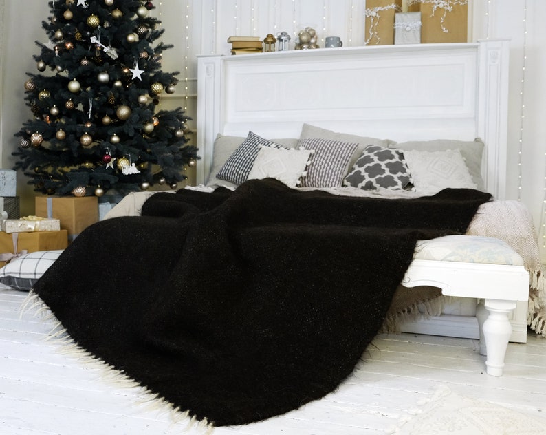 Weighted Blankets Black Blanket Wool Blanket Queen Mom Etsy