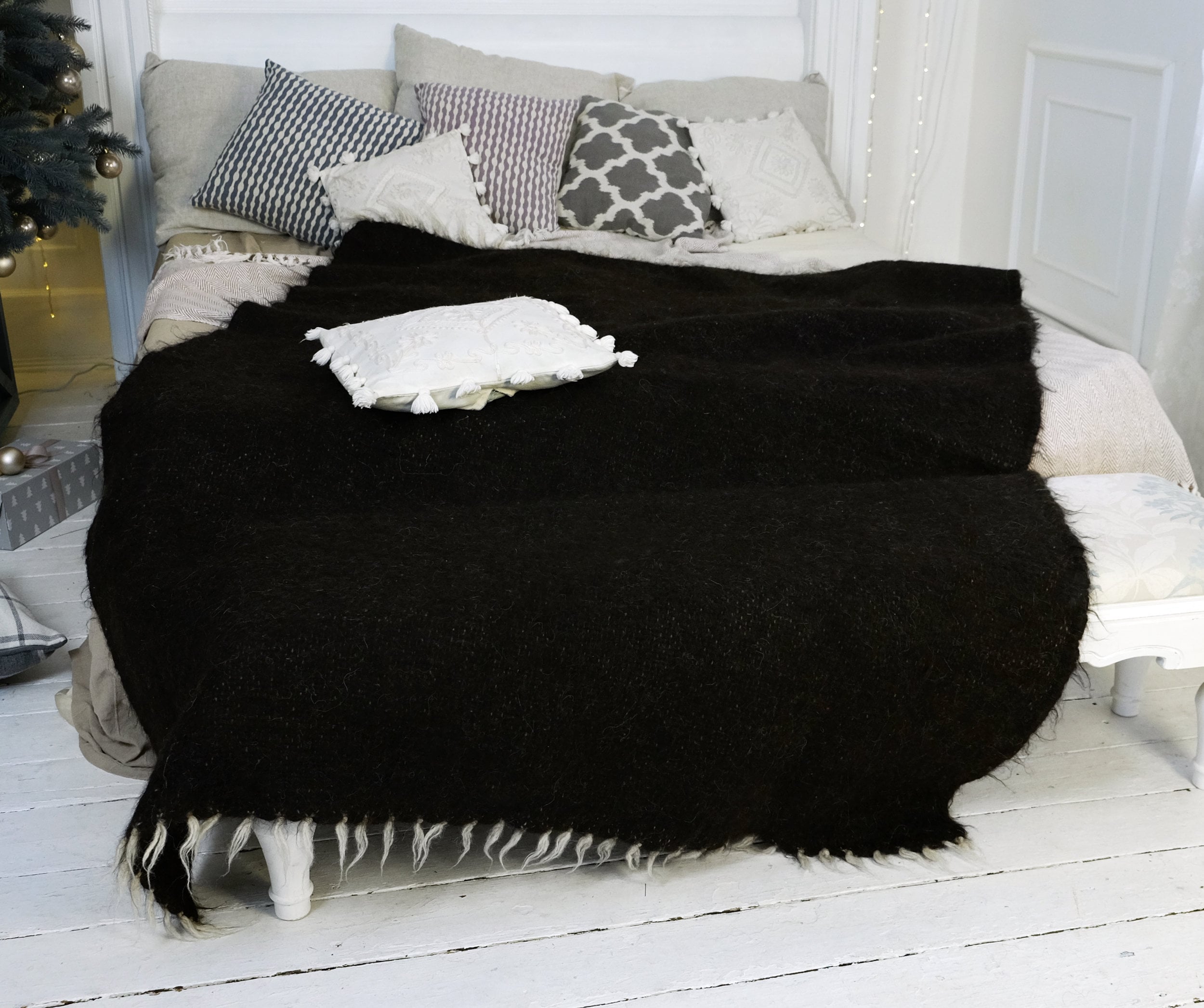 Weighted blankets Black blanket Wool blanket queen Wool Etsy