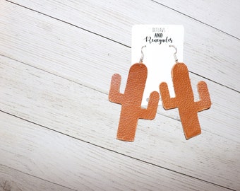 Leather cactus earrings