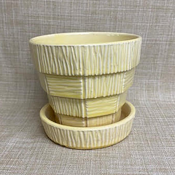 Vintage Yellow McCoy Stacked Planter w/ Saucer (1953)