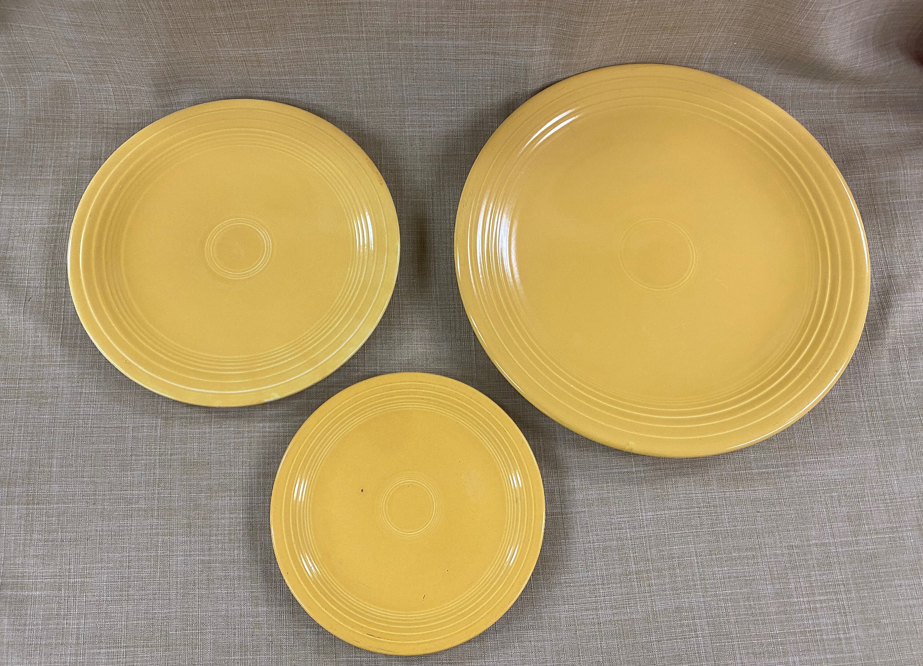 Genuine Vintage Fiestaware Plate Set Yellow, 3 Pieces Etsy