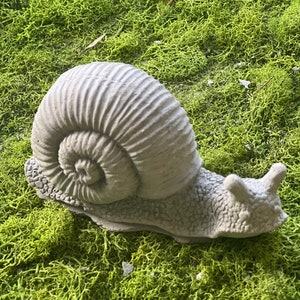 Snail Garden Sculpture, 4&quot;L  x 1.75&quot;W x 2.5&quot;H, Concrete Snail, Shell Garden, Cement garden art, shelf decor, pot decor, Snail Garden