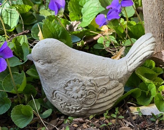 Concrete Bird Sculpture, Concrete Art, 4.5"x2.25"x3.25", Home Decor, bird garden, shelf decor, Fountain Bird Sculpture, Bird Statue