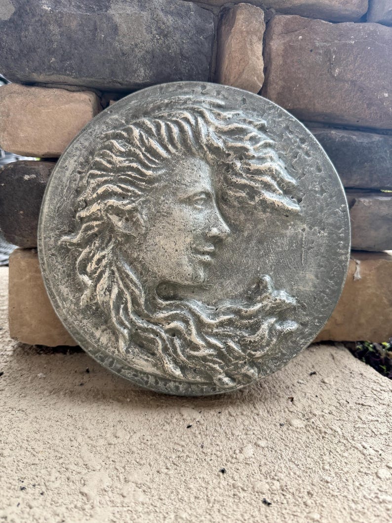 Moon Lady Garden Wall hanging, 10"x1", face plaque face art for outdoors, Garden Gifts, Garden sculpture, crescent moon wall art, lady Art image 9