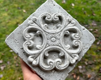 Tuscan Travertine Tile, Concrete Tile, Wall Plaque, Garden Wall Art, Garden Decoration, Concrete Coasters, Kitchen Home Dorm Apartment Decor