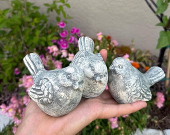 Set of 3 Concrete Birds, bird sculptures, bird gifts, garden gifts, shelf decor, home decor gift, garden decor, yard art, spring decor gifts