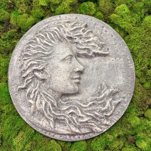 Moon Lady Garden Wall hanging, 10"x1", face plaque face art for outdoors, Garden Gifts, Garden sculpture, crescent moon wall art, lady Art image 10