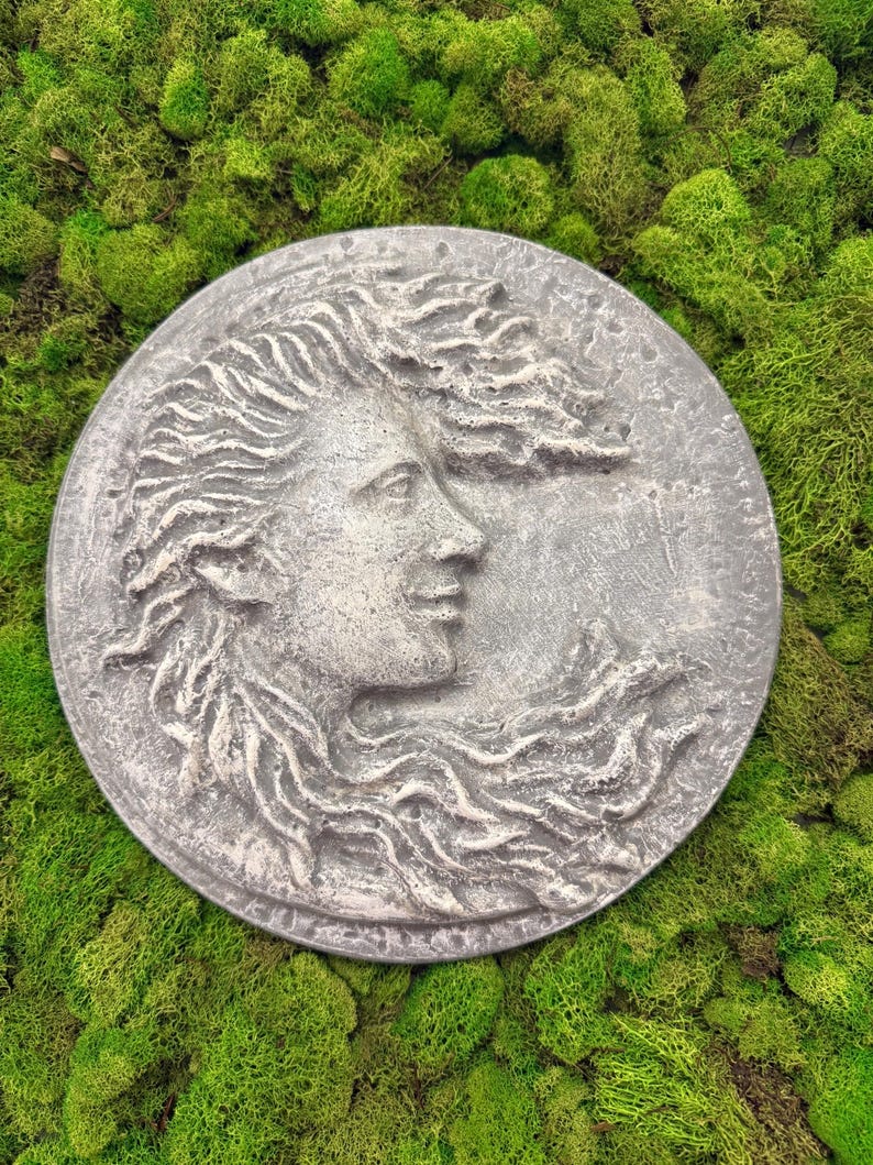 Moon Lady Garden Wall hanging, 10"x1", face plaque face art for outdoors, Garden Gifts, Garden sculpture, crescent moon wall art, lady Art image 10