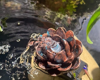 3” Lotus Fountain, Concrete lotus Flower, flower water feature, zen water fountain, lotus decor, asian garden fountain, pond lotus ornament