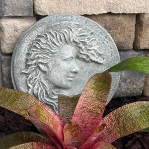 Moon Lady Garden Wall hanging, 10"x1", face plaque face art for outdoors, Garden Gifts, Garden sculpture, crescent moon wall art, lady Art image 6