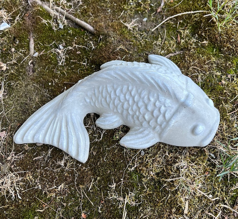 Set of Three Koi Fish Statues Concrete Fish Garden Decor Etsy