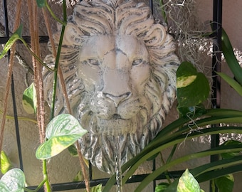 Concrete Lion Head Wall Fountain, 13.5” x 10”, Garden Decor, Garden Fountain, Lion Head water spitter, Pool water feature, Lion water spout