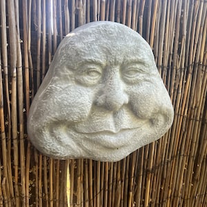 Green man face, 10&quot;x8.5&quot;, Garden Face Décor, Cement Décor, Concrete Art, Wall Art, Garden Plaque, Face sculpture, Face Plaque, Stone Face