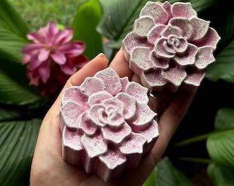 Set of 2 Concrete Flowers, Flower garden, Flower statue, Patio Accent, Garden Ornament, table display, pond decor, shelf decor, garden décor