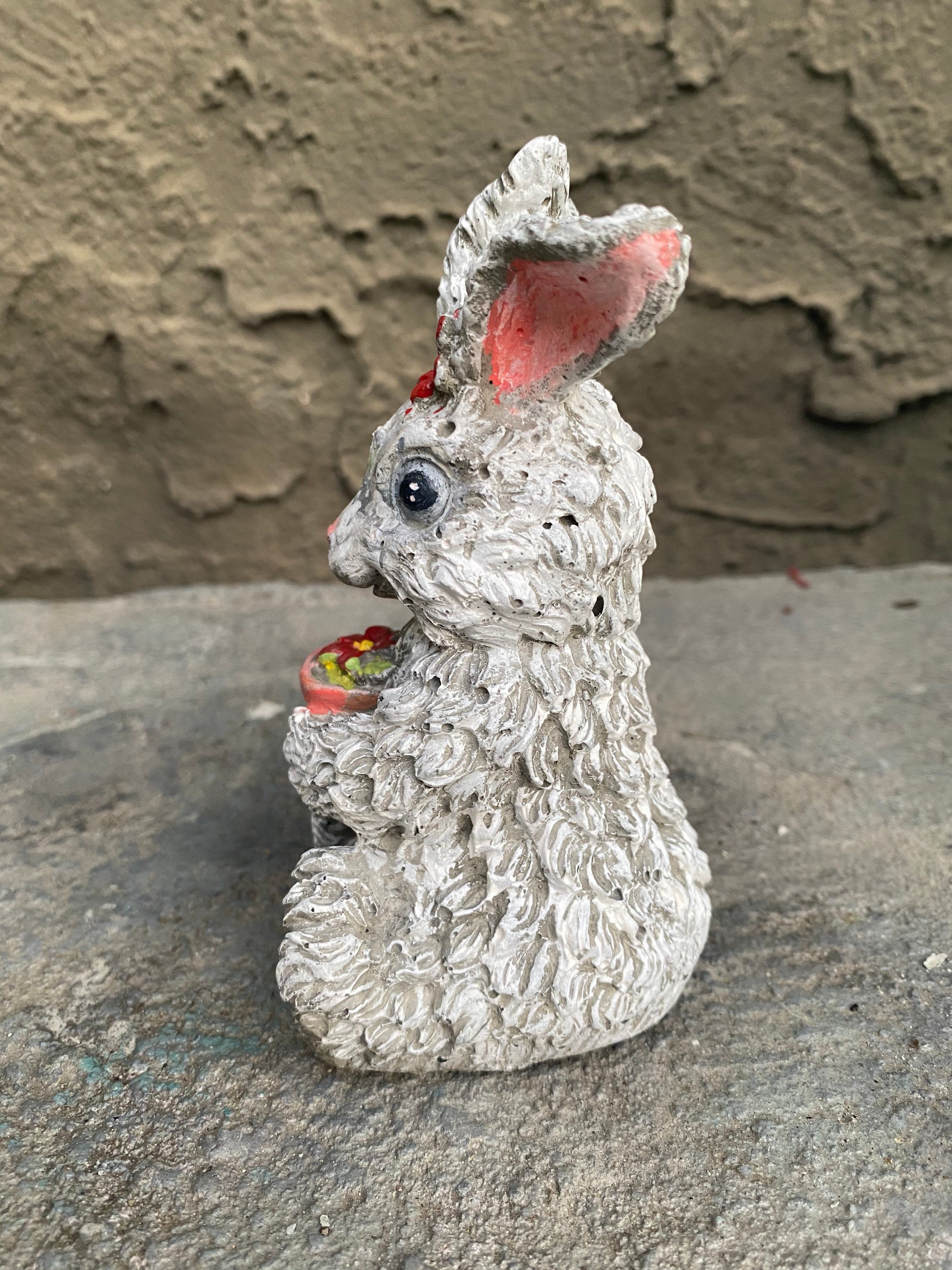 Little rabbit concrete art garden decor 5x2.5 Etsy