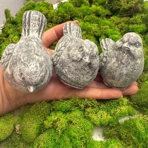 Set of 3 Concrete Birds, bird sculptures, bird gifts, garden gifts, shelf decor, home decor gift, garden decor, yard art, fall decor gifts