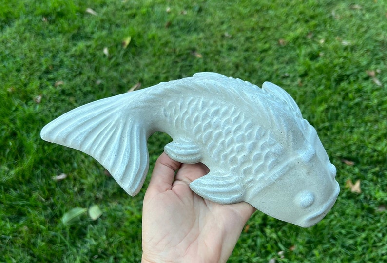 Koi Fish Statue Concrete Fish Garden Decor Pond Decor Dry Etsy