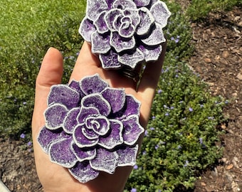 Set of 2 Concrete Flowers, Flower garden, Flower statue, Patio Accent, Garden Ornament, table display, pond decor, shelf decor, garden décor