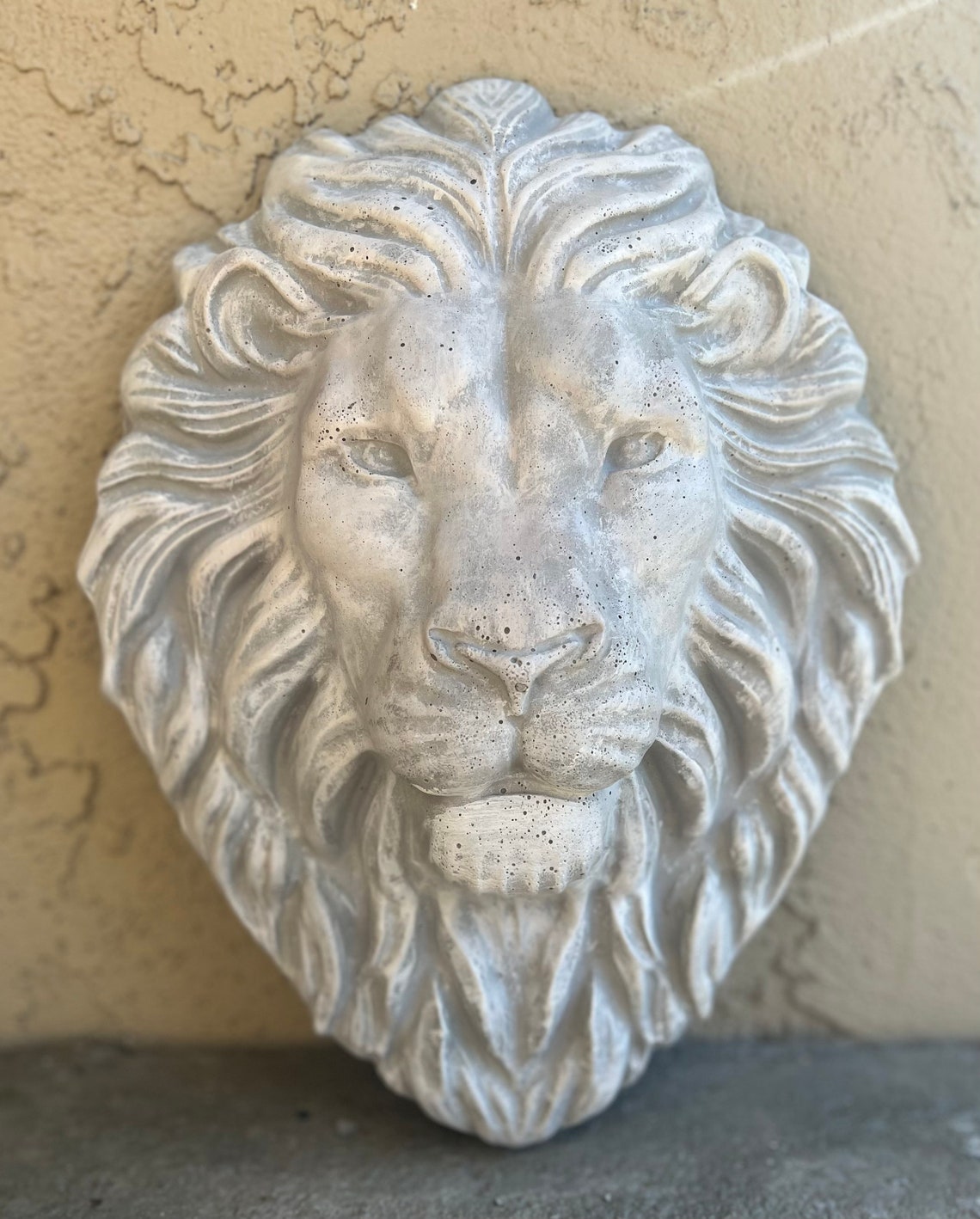 Concrete Lion Head Concrete Sculpture 13.5x10 Etsy