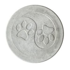 Yin yang, animal paws, stepping stone, 10&quot;x1.5&quot;, Zen Garden, Concrete Décor, Garden Décor, Yard Ornament, Animal Lover Gift, Dog Lover Gift