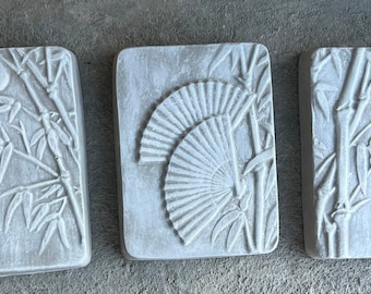 Oriental garden, kanji symbols, Japanese garden ornaments, Zen art, stepping stone, Asian symbol garden, oriental letters, bamboo garden art