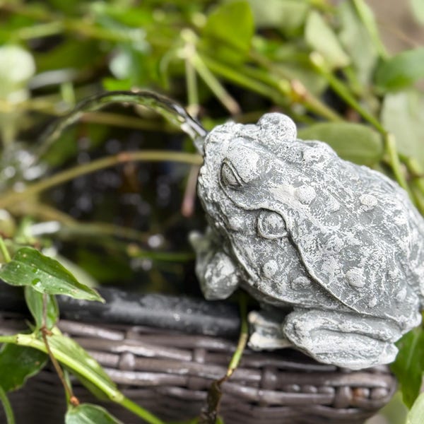 Concrete Spitting Frog Fountain 4.5"x3.25"x3", Water Feature, spitter fountain, tranquil Zen garden, toad spitter, gardener gift, pond decor