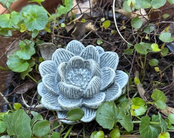 Concrete Flower, 3”x1.5” Water Lily Flower, Lotus Flower, Garden Decor, Pond Decor, Cement Table Decor, Patio Accent, Garden Ornament