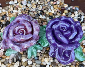 Concrete rose statue, 6" x 2" concrete flower, rose garden, cement flowers, rock garden, stone garden, stone gifts, flower sculpture
