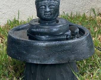 Buddha Zen garden fountain, 13"wide x 11"(No Base) or 16"(with Base) tall, water fountain decor, Garden Decor, Home Decor, Tabletop Fountain