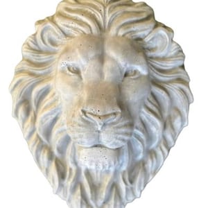 Concrete Lion Head, Wall Plaque, 13.5” x 10”, Classic Garden Decor, Lion Face Sculpture, Outdoor Wall Art, Rustic Farmhouse Garden, Gift