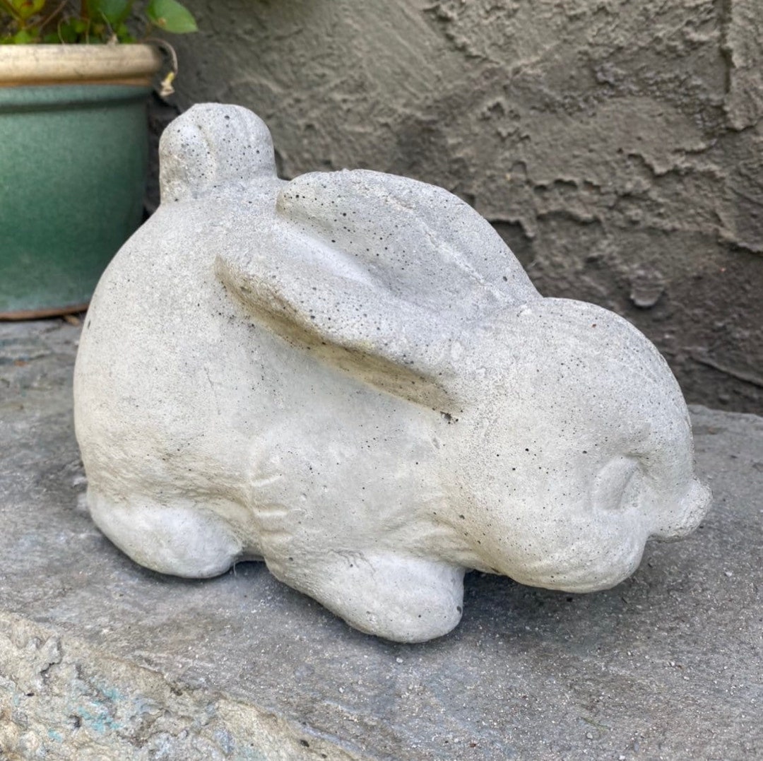 Concrete Garden Bunny Statue, 8.5x6.5x4.5, Rabbit Statue, Garden