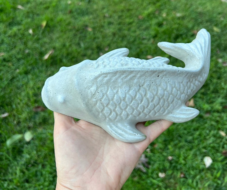 Koi Fish Statue Concrete Fish Garden Decor Pond Decor Dry Etsy