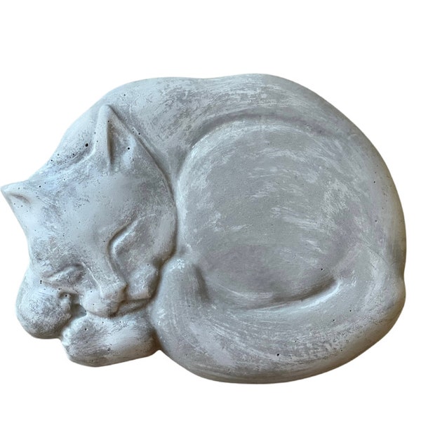 Sleeping Cat Stepping Stone, 14"x11", Garden Decor, Cement Art, Memorial Stone, Cat Garden, cement garden decor, Cat Memorial Decor