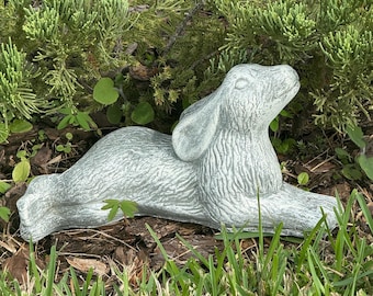 Concrete Bunny Garden Statue – Handmade Hare Figurine, Rustic Rabbit Sculpture, Outdoor Decor for Yard, Lawn, Patio, or Flower Bed
