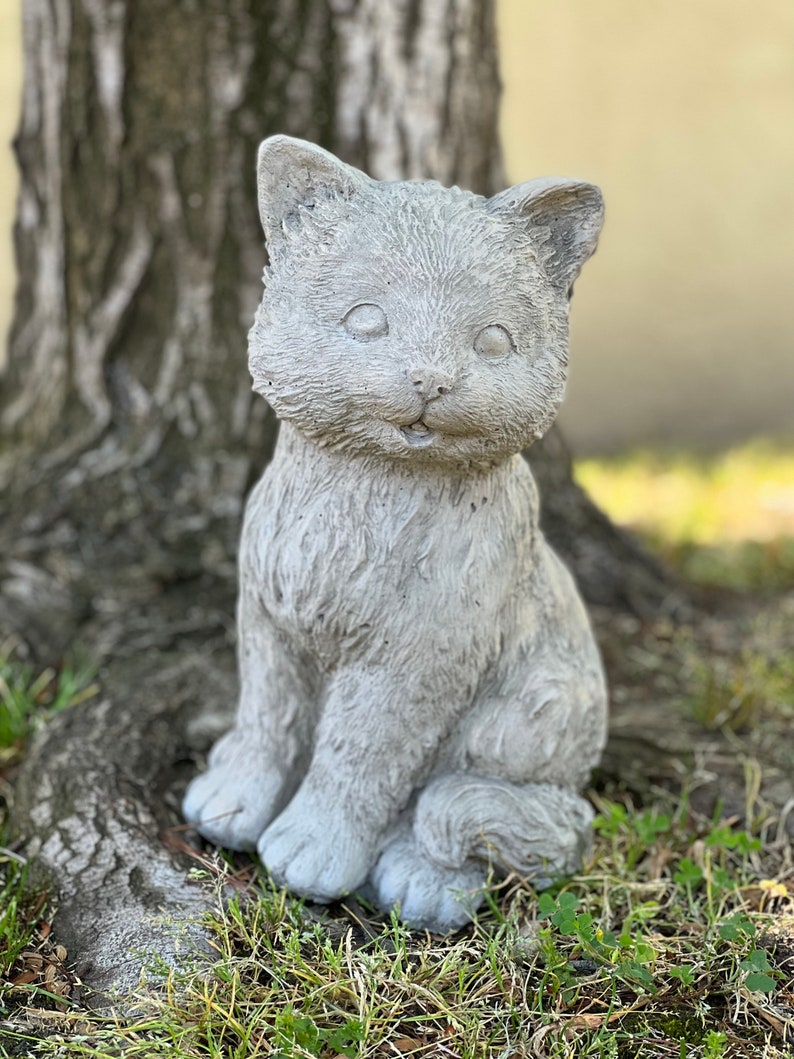 12 Tall Large Concrete Cat Statue Cement Garden Etsy