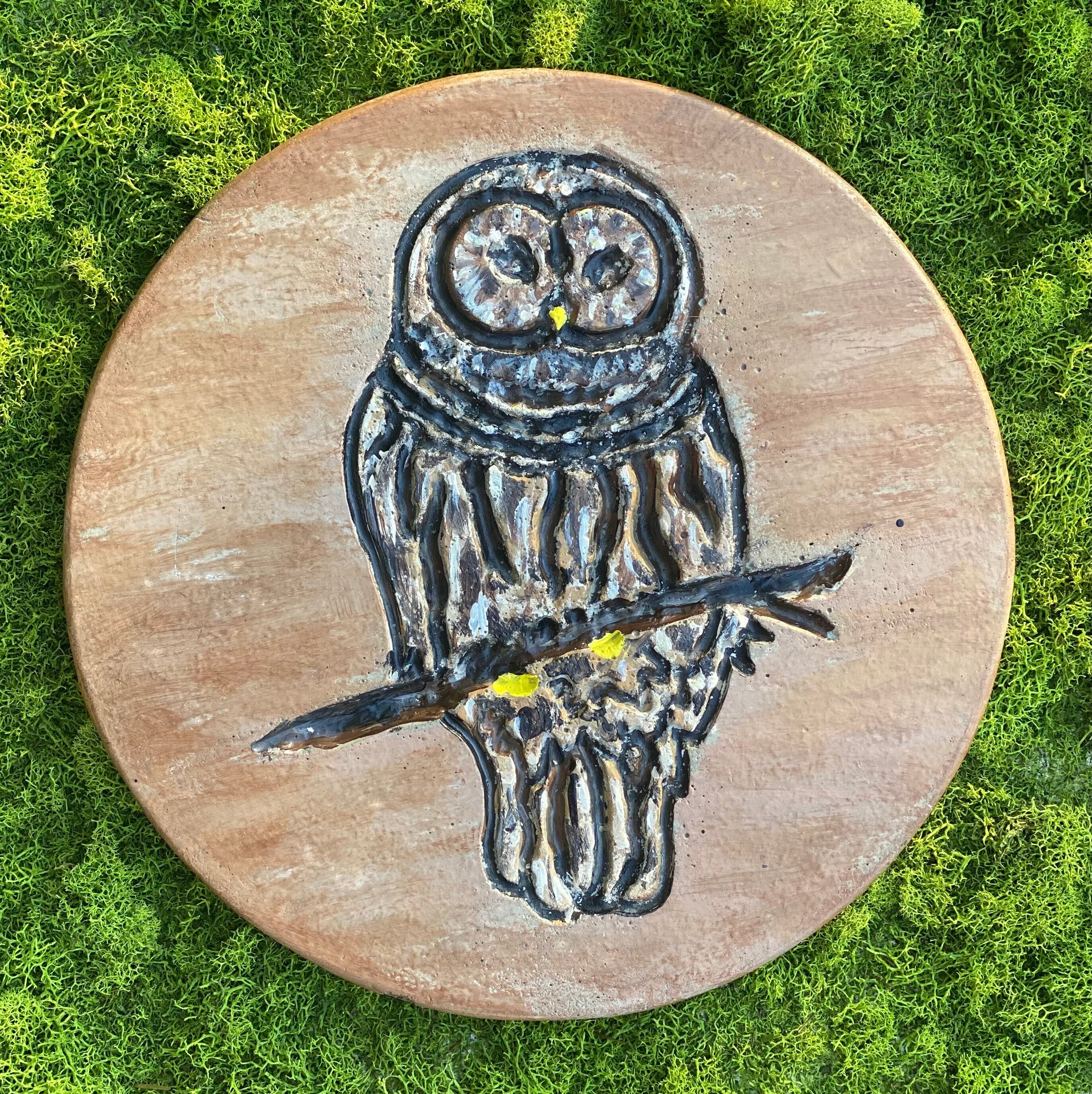Owl, Garden Plaque, Outdoor Stepping Stone, 10”x3/4”, Decoration, Yard Decoration, Fall Decoration, Winter Decoration