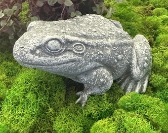 Concrete Frog Garden Statue 5.5” long, pond accessories, frog sculpture, pond, wildlife decor, whimsical animal statue, cottage garden decor