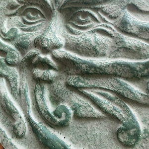Green Man Plaque, 10&quot;, Housewarming Gift, Wall Plaque, Garden Decor, wall sculpture, Garden Gift, stone face sculptures, gifts for gardeners