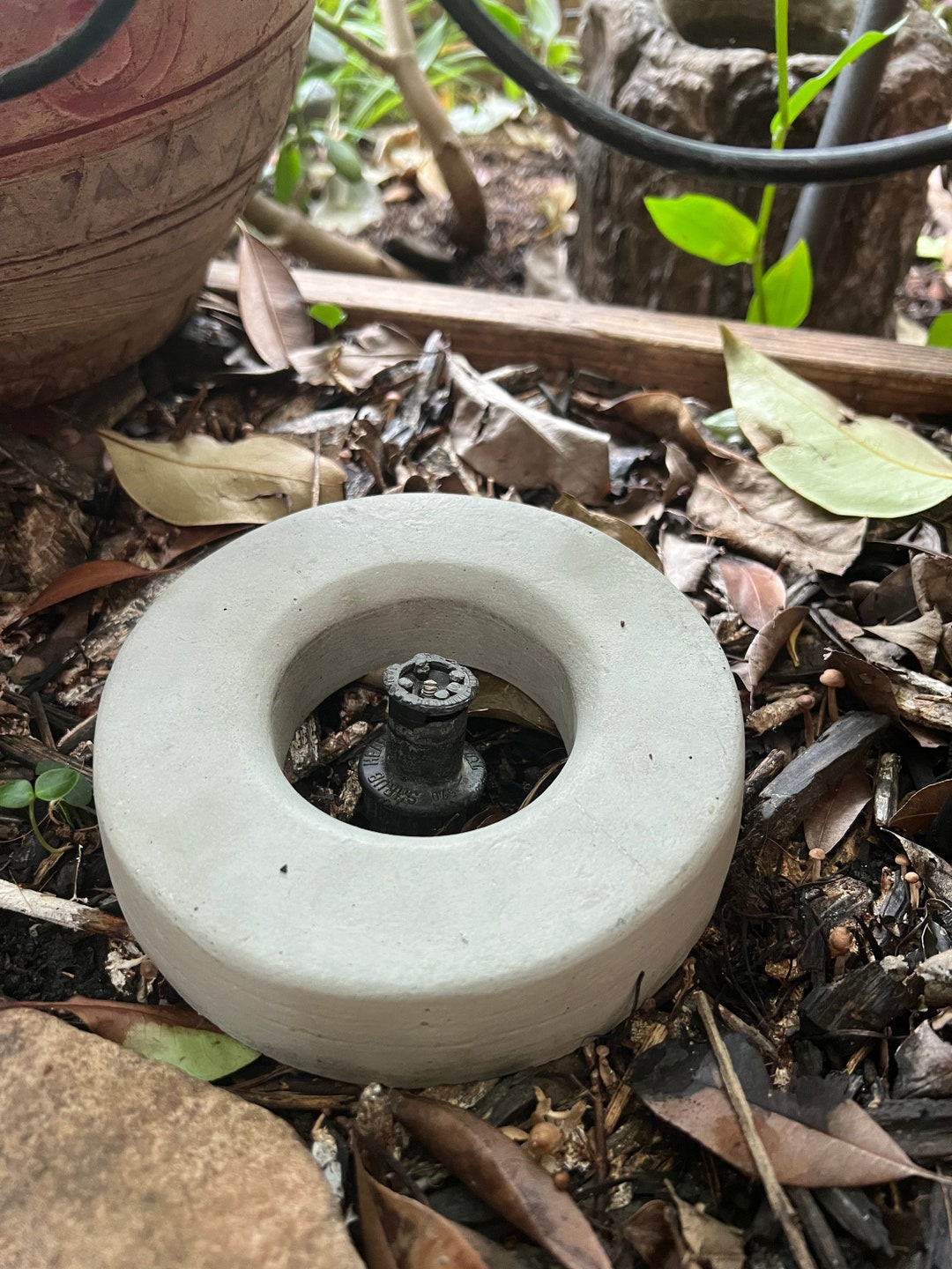 Small Gazing Ball Holder, Concrete Sprinkler Guard Ring Protector Donut