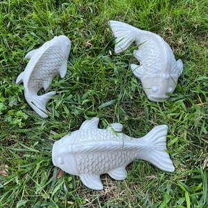 koi fish concrete statue home garden decor koi pond housewarming gift koi decor Japanese garden decor garden gifts fish sculpture handmade