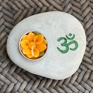 OM or Aum, Tea Light Stone Holder, Meditation Candle, Yoga and Therapy Room Decor, Buddhist Symbol, Spiritual Decor, Meditation Hindu Gift