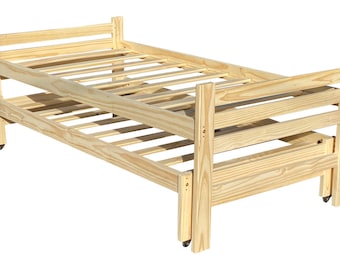 Solid Pine Twin Bed Single Wooden Bed Arizona Unfinished with Slats Solid Pine Twin Bed Single Wooden Bed Arizona Unfinished with Slats