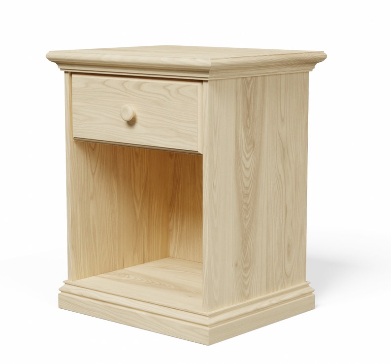 1 Drawer Nightstand Unfinished Bedside Table Fully Assembled Etsy
