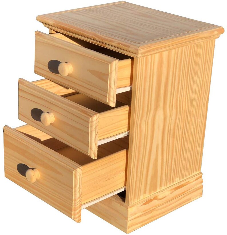 New 3 Drawers Nightstand Unfinished Bedside Table Fully Etsy